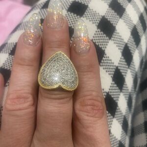 14k solid gold diamond heart ring